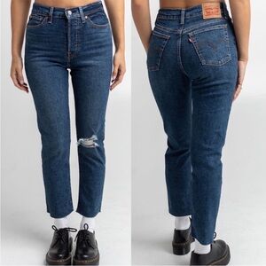 LEVI'S Wedgie Fit Straight Womens Jeans High Rise Distress knee size 29